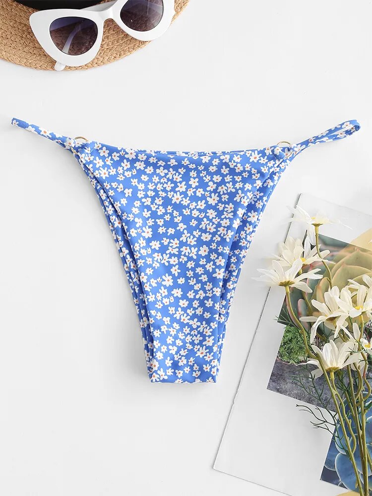 Ditsy Floral Print O-Ring Bikini Set