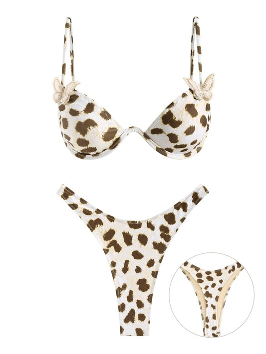 Leopard Print Butterfly Bikini Set