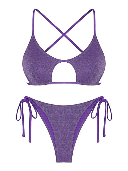 Lace-Up Cutout Bikini Set