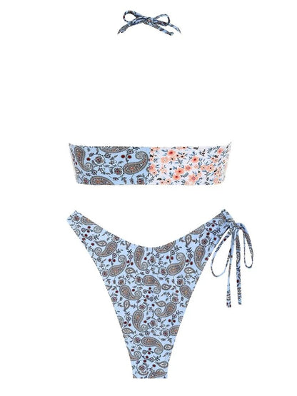 Multiway Floral Paisley with Knot Tie Bikini Set