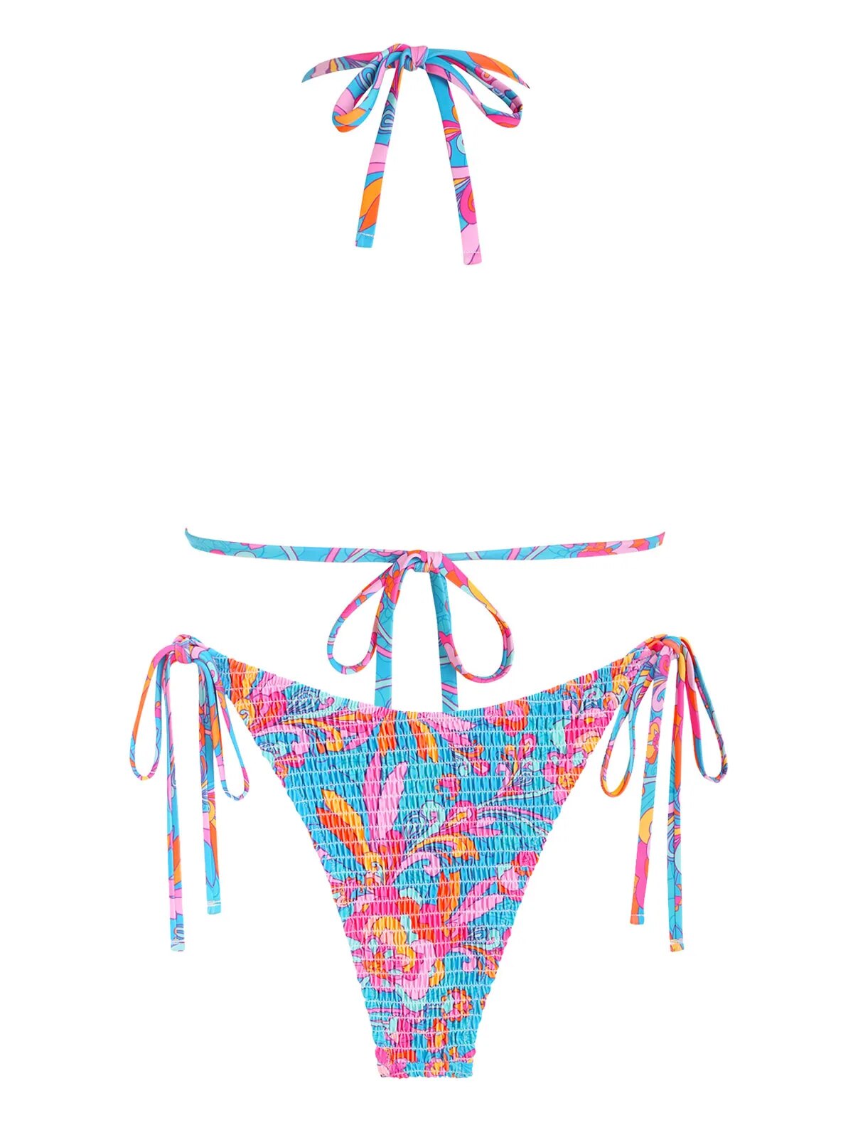 Floral Print Halter Bikini Set with Tie-Side Bottom
