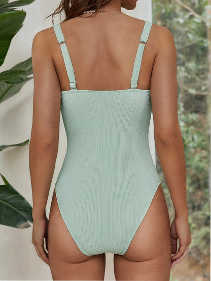 Textured High Cut One-Piece Swimsuit