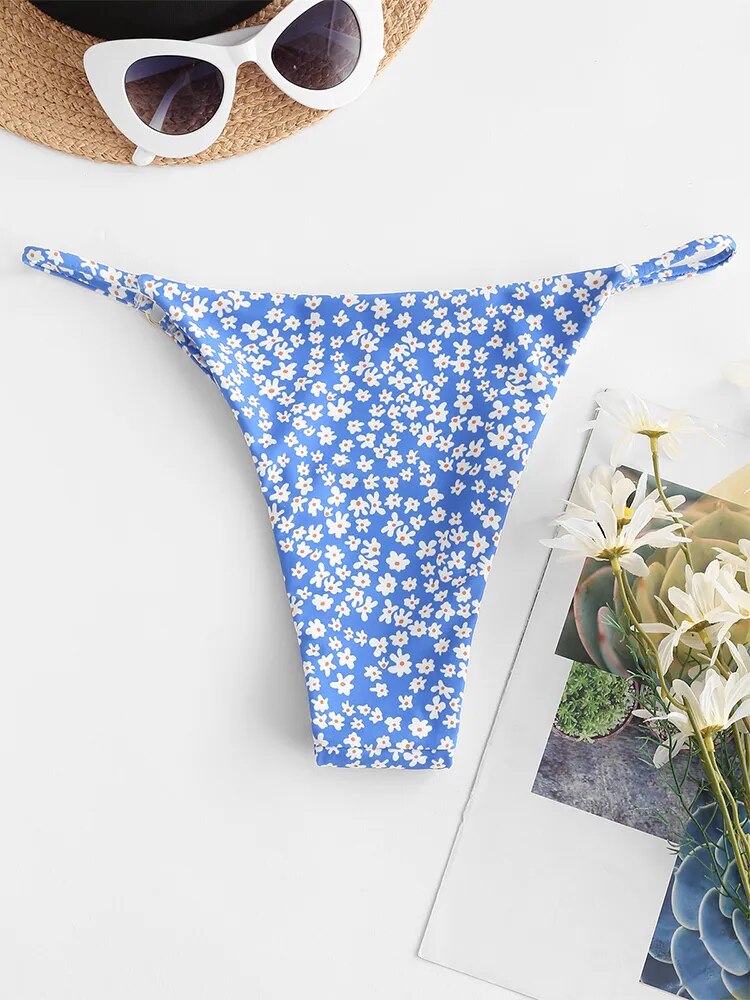 Ditsy Floral Print O-Ring Bikini Set