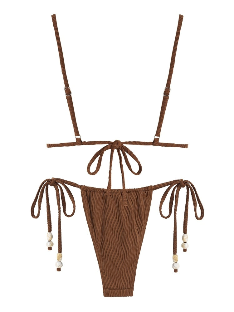 Textured Seashell Tie Side Bikini