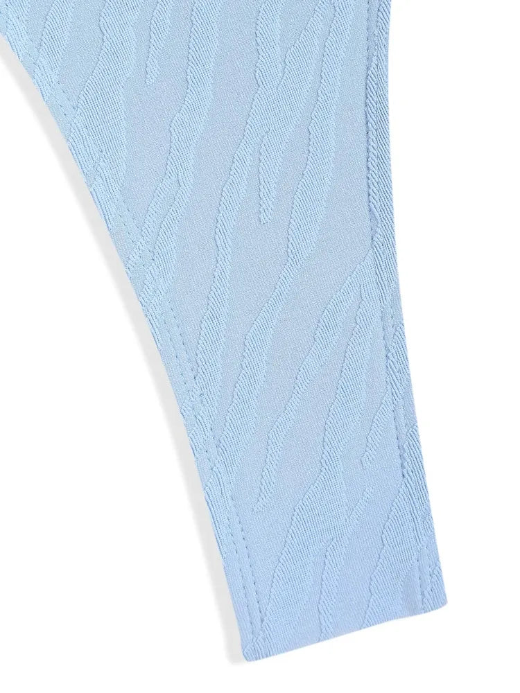 Textured Criss Cross Halter Thong Bikini Set