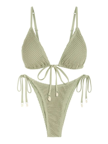 Women's Tie Triangle Net String Bikini Set