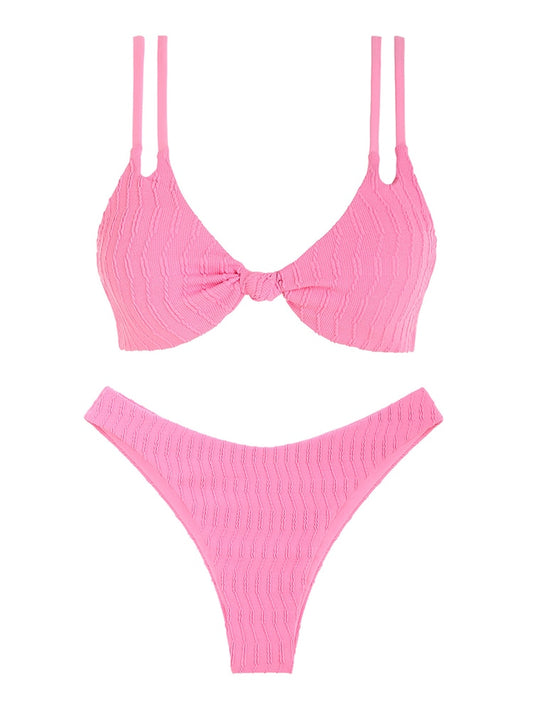 Twisted Knot Textured High Cut Swimsuit